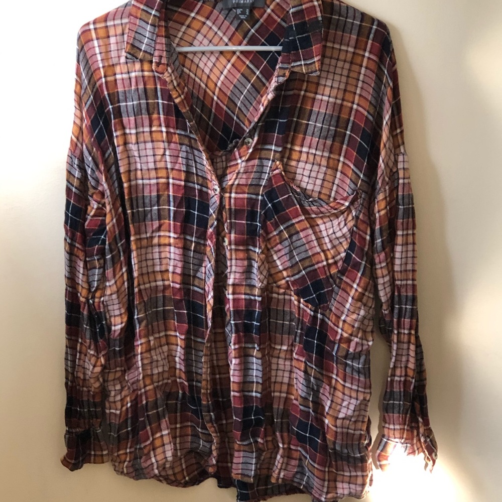 Oversized flowy plaid shirt